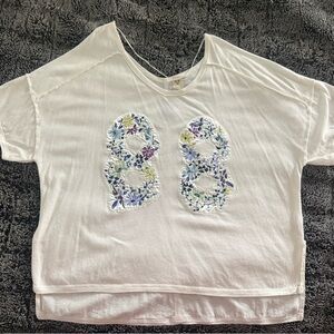 Free People - Off white T-Shirt with Floral Embroidery